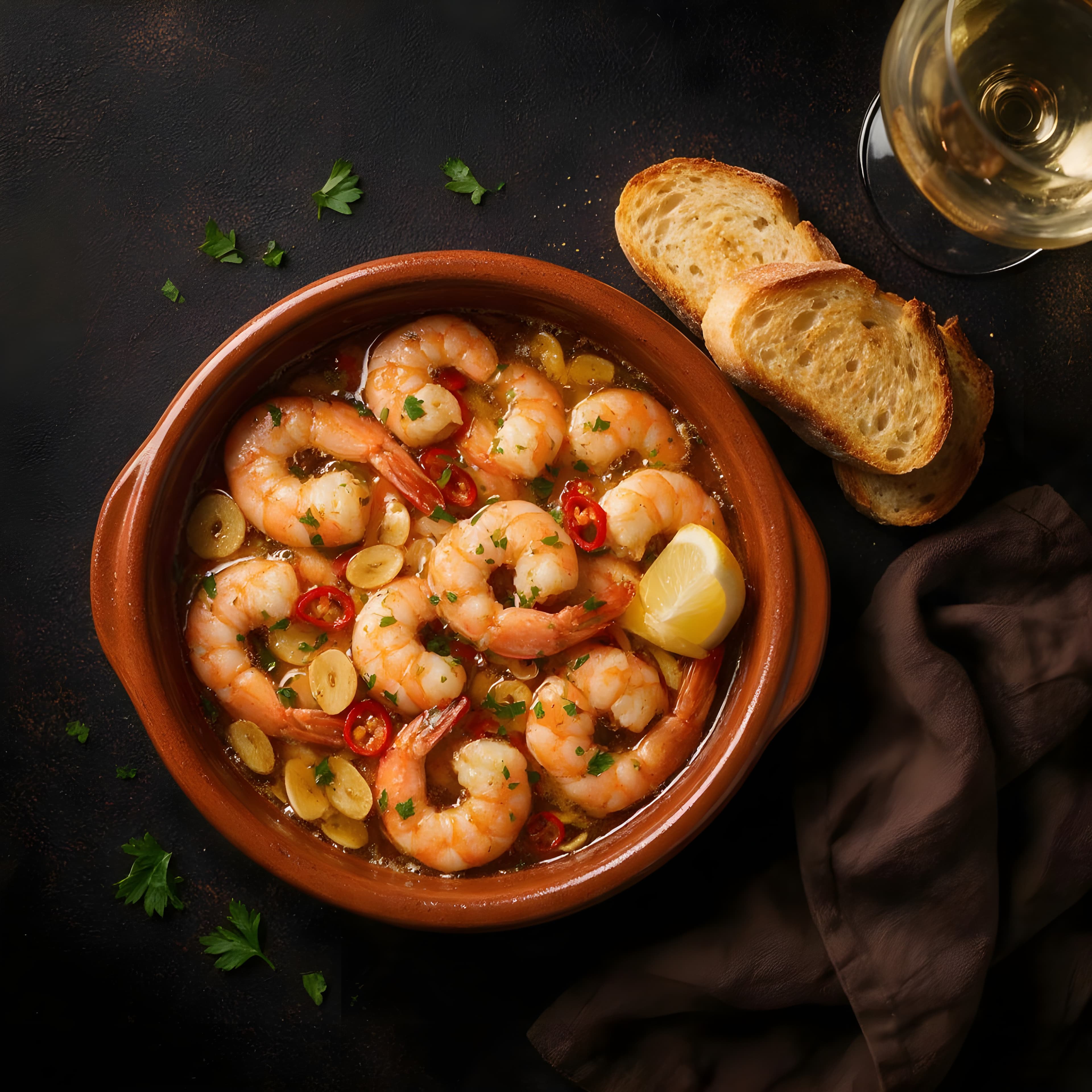 Gambas al ajillo med godt brød