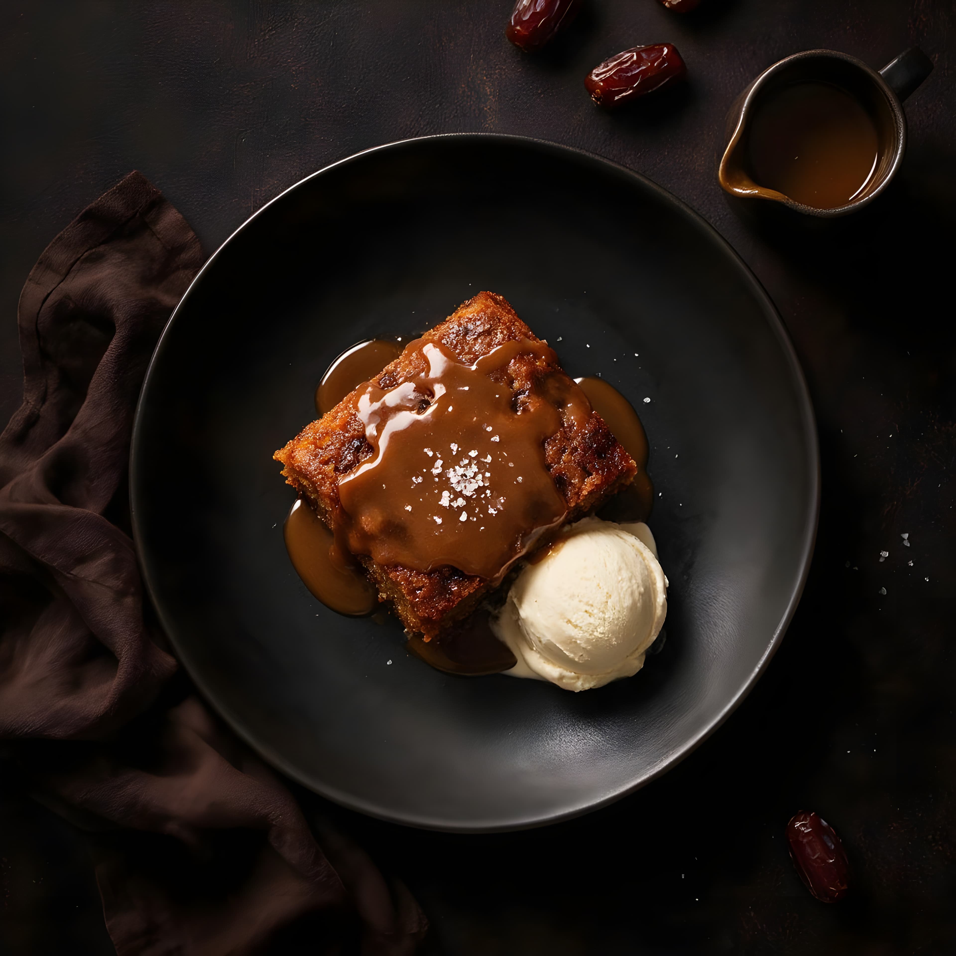 Sticky toffee pudding med varm karamellsaus